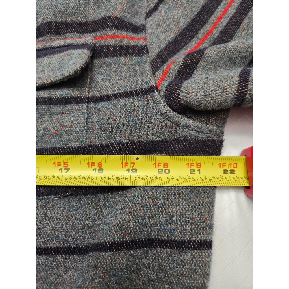 RVCA Shirt Mens Large Gray Stripe Wool Blend Flannel Long Sleeve Button Up - Picture 7 of 12